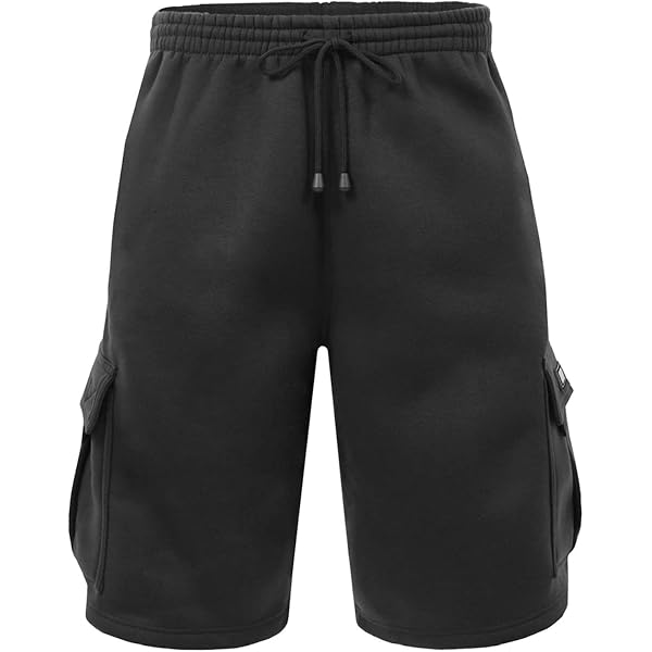 Renegade Sportswear Big Men's Elastic Waist Fleece Cargo Shorts
